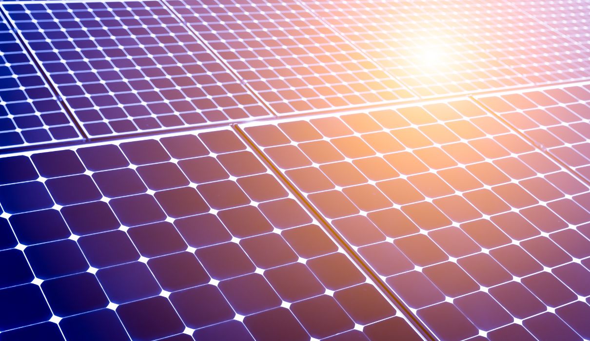 Close-up of solar panel cells
